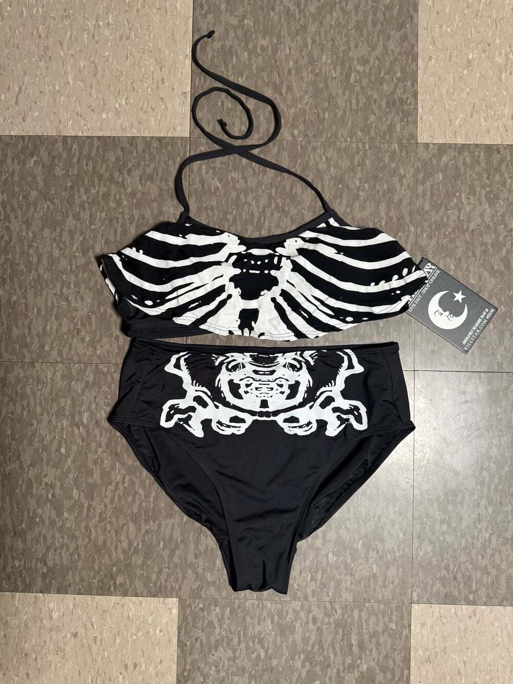 Large Killstar Bad Bones Bikini Skeleton Print High Waisted